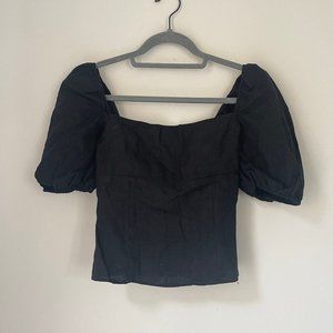 Reformation Black Square Neckline Corset Top